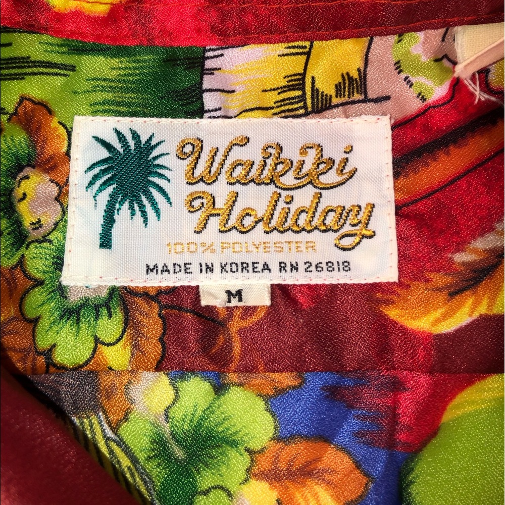 Men’s Waikiki Holiday Hawaiian Short Sleeve Casual Button Up Shirt Size Medium - Picture 3 of 4